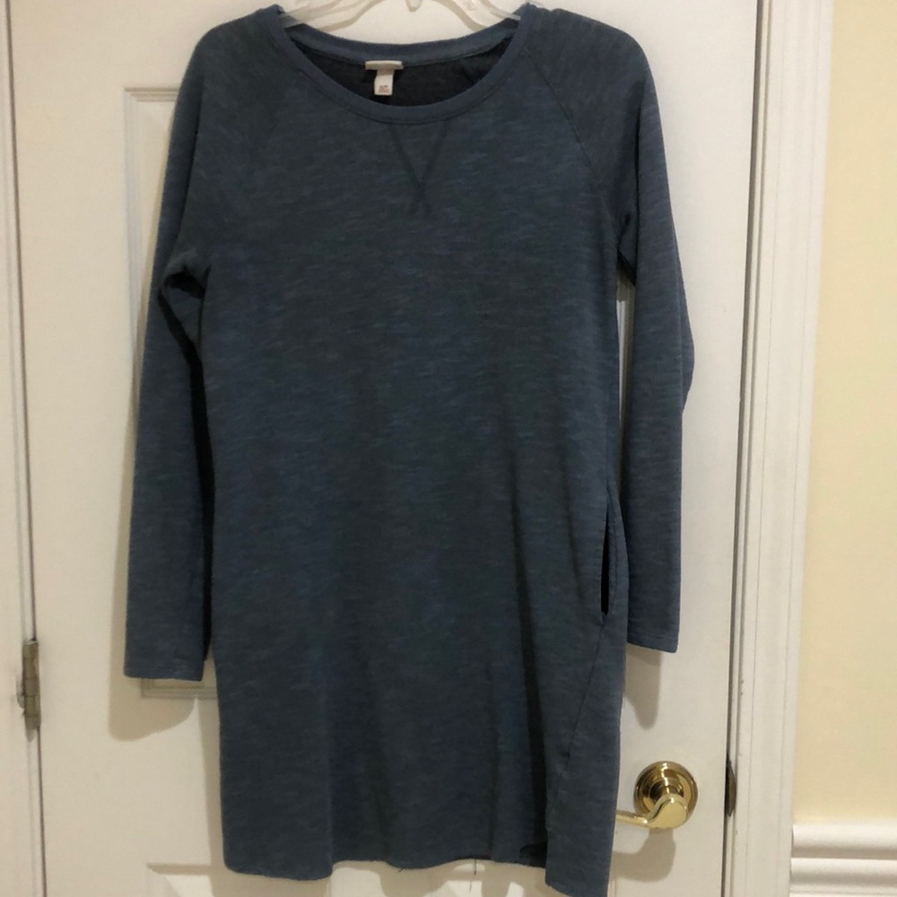 Merona blue gray small sweatshirt dress with pockets